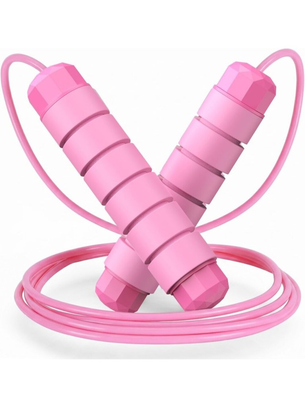 Speed Pink Jump Rope Adjustable Tangle Free Cable Foam Handles Workout